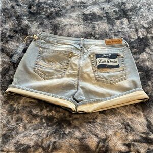 Seven7 Light Blue Knit Denim Cuffed Women's Shorts